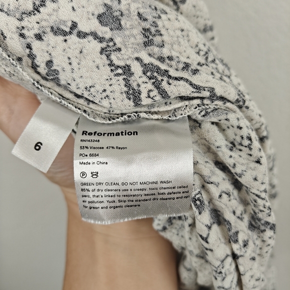 Reformation Kat Midi Snakeskin Printed V-neck Slip Dress Size 6 Women's - Picture 10 of 11